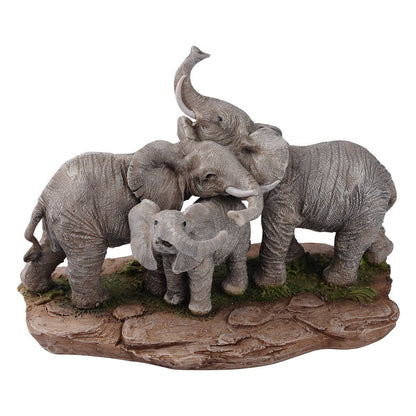 Comfy Hour 9.2" Large Elephant Figurine, Realistic Wildlife Sculpture, Decorative Safari Home Office Desktop Accent, Stone Resin Artisan Statue, 1 Unit (Elephant Friends and Family)