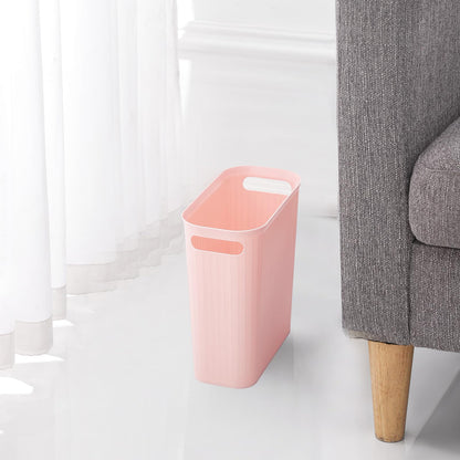 rejomiik Small Trash Can, 3.5 Gallon Garbage Can Slim Waste Basket Plastic Trash Bin Container with Handles for Bathroom, Bedroom, Office, Home, Dorm Room, Kitchen, Rectangular, Rosette Pink