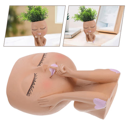TOYANDONA Resin Face Flower Pot Planter for Indoor Plants, Unique Succulent Plant Container with Fun Design, Decorative Garden Pot for Home and Office Use