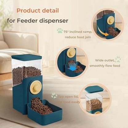 Auto Gravity Food Dispenser for Cage Hanging, 41OZ Capacity Hanging Automatic Pet Cage Feeder, Food Bowl for Cats Dogs Rabbit Ferret Chinchilla Bird Hedgehog Guinea Pig (Dark Blue)
