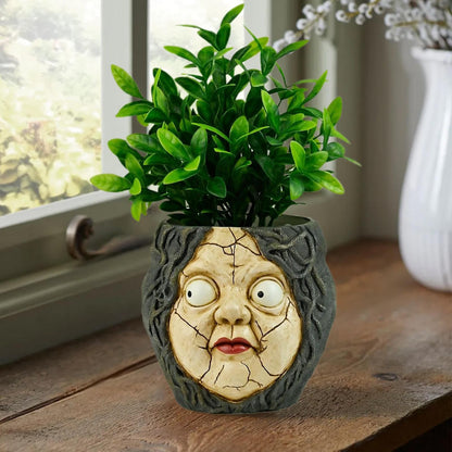 Face Pots for Plants - Abstract Head Planter, Resin Sculpture | Indoor Outdoor Garden Decoration for Patio Bookshelf Windowsill offlce Desk Balcony Halloween Kids Family Tabletop Friends Gift Use