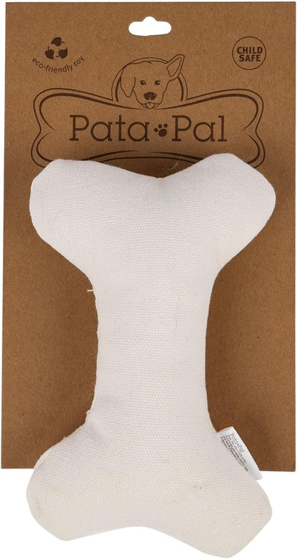Durable Tough Cotton Canvas Squeaky Dog Toy, Eco-Friendly Interactive Chew Toy for Small, Medium & Large Dogs, T-Bone (White)