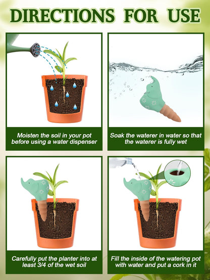 4Pcs Plant Watering Globes, Kalolary Elephant Shape Self Watering Spikes Terracotta Drip Water Stakes Irrigation Watering Bulbs for Pot, Indoor, Outdoor, Vacation