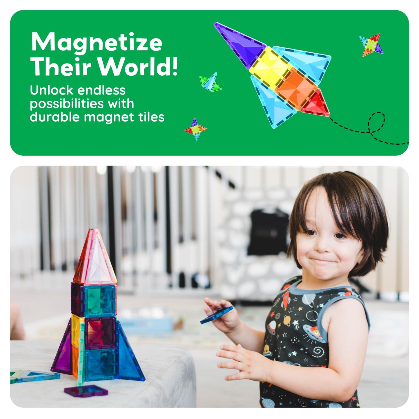 PicassoTiles 80 Pcs Magnetic Building Tiles Magnet Building Block Toys W/Car Diamond Educational Construction Playset Toy for STEM Sensory Gifts Kid Brain Development Stacking Blocks Construction Set