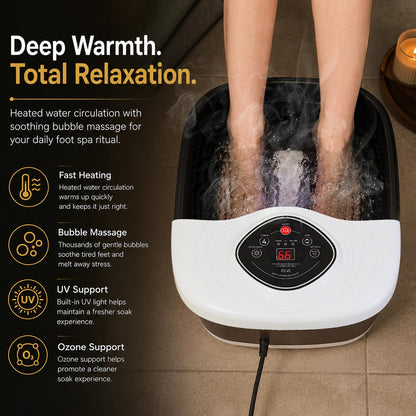 ACCOPURO Foot Spa Bath Massager with Heat, UV Ozone & Oxygen Bubbles, Shiatsu Rollers Epsom Salt Temperature Control, Relieves Stress and Feet Pain - Home Pedicure Soaking Tub Gift for Women/Men