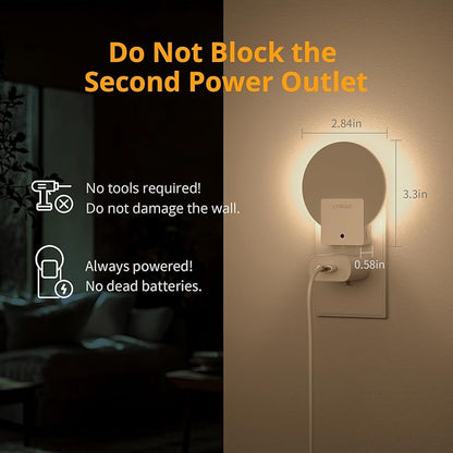 Lyridz Plug in LED Backlit Night Light with Auto Dusk to Dawn Sensor, 1-50 LM Dimmable Warm White Nightlight Indoor for Bedroom, Bathroom, Kids Room, Pet House, Kitchen, Stairs, Hallway, 4 Pack