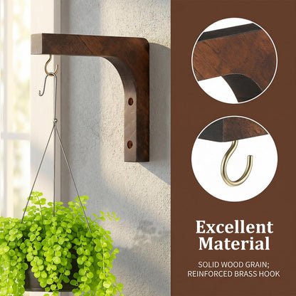 Abaodam Wooden Wall Mounted Hanging Plant Hanger Wall Hooks for Flower Bracket Planter Wind Chimes Patio Decor