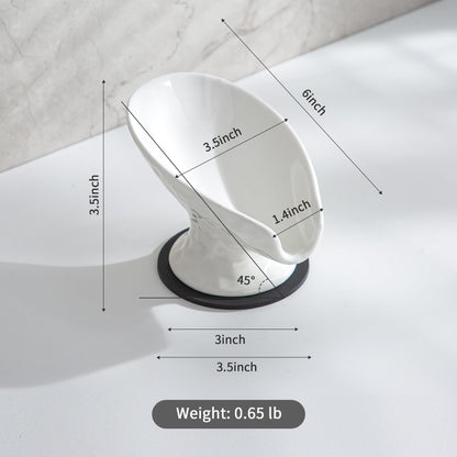 Self Draining Soap Dish,Soap Dish for Shower,White Ceramic Soap Holder for Bathroom Kitchen Shower Keeps Soap Dry, Easy to Clean(Matte White)