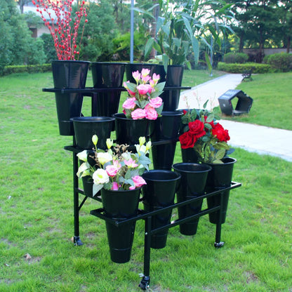 Zhongma 3 Tier Flower Display Stand with 12pcs buckets