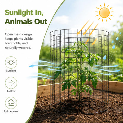 30Pcs Plant Protector from Animals, 10 Pack Metal Wire Plant Cages for Garden, 13" H x 16" D Plant Protection Cage with Ground Stakes for Tomatoes, Vegetables, Flowers Rabbit & Squirrel Barrier