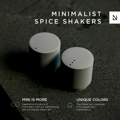 LARS NYSØM Mini Salt and Pepper Shakers Set | Stainless Steel Salt and Pepper Shakers with Modern Minimalist Design, Easy Refill, Small Size (Ash Gray)