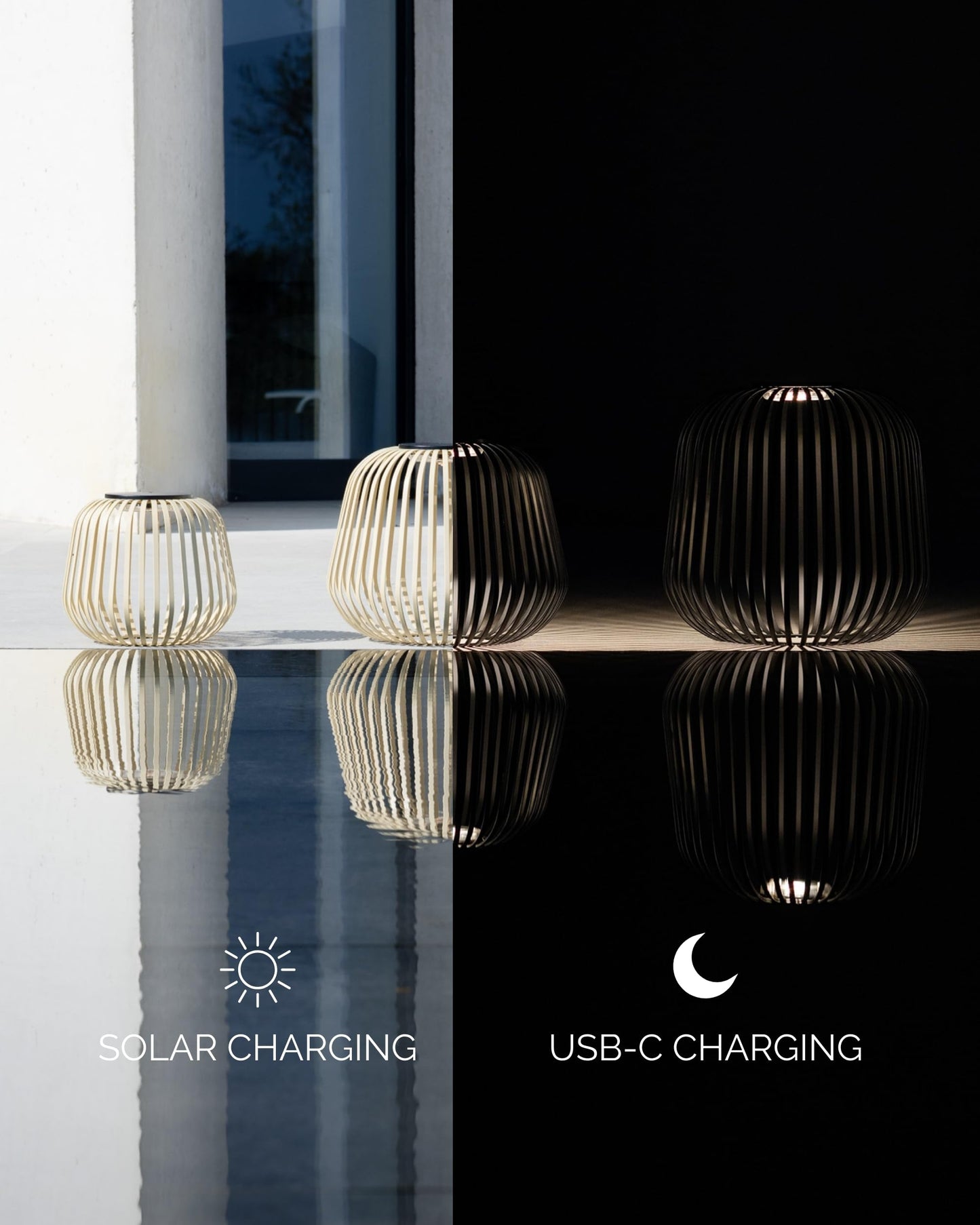 LUUK Studio Solis Wireless Solar LED Ambient Lamp, Warm White, Indoor Outdoor Cordless Lighting, Rust-Resistant, Ideal for Patio, Garden, Bedroom, USB-C Rechargeable, Soft Cozy Style, Sand, Size M