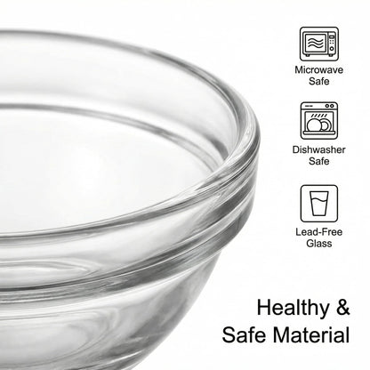 YARNOW 6 Pcs 1.5oz Small Glass Bowls Mini Prep Dish Stackable Pinch Bowls for Dipping Sauce Condiment Spices Ramekins for Dessert Pudding Jelly Custard Cups