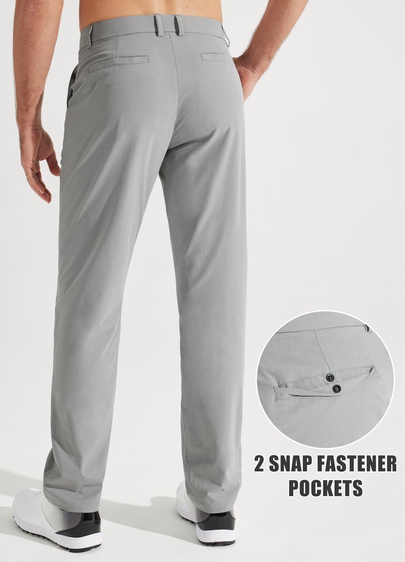 Libin Mens Golf Pants Stretch Work Dress Pants 30" Quick Dry Lightweight Business Casual Pant for Men Comfy Water Resistant, Light Grey, 36W x 30L