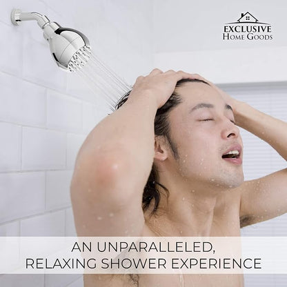 High Pressure Shower Head - Powerful Deluxe Bathroom Showerhead with Strong Spray Stream and Small Silicone Nozzles - Universal Fit Works with High and Low Water Flow Showers (Chrome)-1.8 GPM