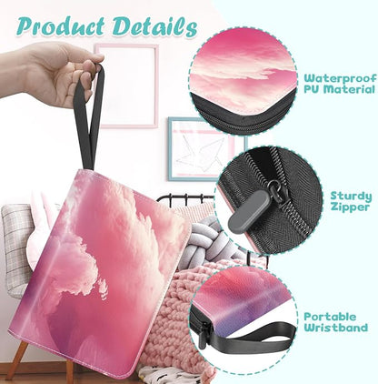 Card Binder 4 Pocket, 400 Pockets Card Holder Compatible with Game Cards Gift for Girls, Trading Card Binder Album Case Book Storage For Photocards, Small,Pink Grey