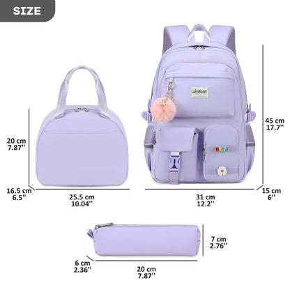 abshoo School Backpack for Girls Bookbag with Lunch Bag Teen Girls School Bag Travel Daypack (Purple)