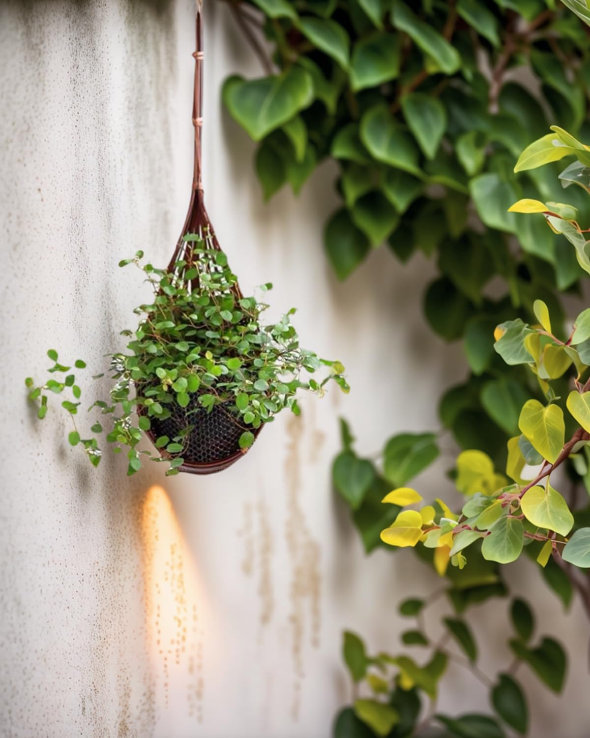 Gogeffor Hanging Orchid Planter: 3 Pack Wall Plant Pot with Adjustable Hook Breathable - 4 Inch Handmade Bamboo Flower Basket for Indoor Window Balcony Corridor Railing Garden Fence - Brown