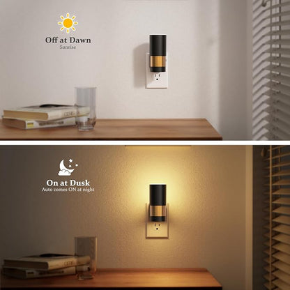 JandCase Plug in Night Light, Rotating Night Light with 3 Colors, 3000K/5000K/Amber, Dimmable Night Lights with Dusk to Dawn Sensor, 360°Rotatable, LED Nightlight for Bathroom Bedroom Hallway, 2 Pack