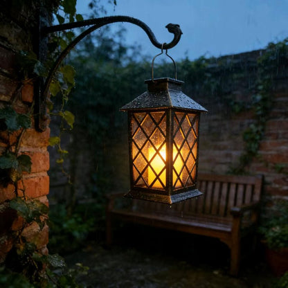 Solar Lanterns Outdoor Hanging Garden Lantern Waterproof LED Flickering Flameless Candle Mission Lights for Table,Outdoor，Mothers Day Gifts Mom Wife (1pack)