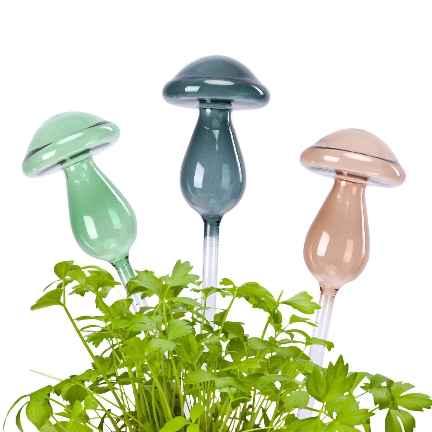 Chonsun Mushroom Plant Watering Globes 3PCS Plant Watering Devices Glass Self Watering Planter Insert Automatic Plant Waterer Indoor