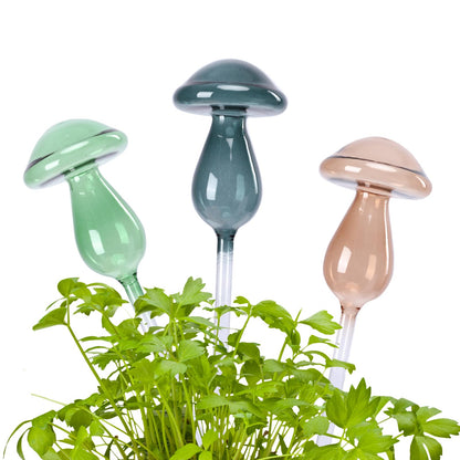 Chonsun Mushroom Plant Watering Globes 3PCS Plant Watering Devices Glass Self Watering Planter Insert Automatic Plant Waterer Indoor