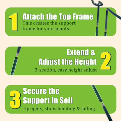6-Pack Garden Plant Support Cages,14" Diax32 H Heavy Duty Interlinked Half Round Peony Support Rings,Metal Plant Support Stakes for Peony,Tomato,Hydrangea,Rose,Indoor & Outdoor Garden Plant Supports