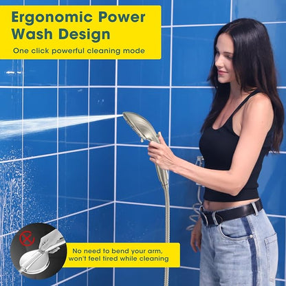 FASDUNT Filtered Shower Head with Handheld, 8-Mode Handheld Showerhead with Filters for Hard Water -Remove Chlorine, Built-in Power Wash, 80" Extra Long Stainless Steel Hose, Brushed Nickel
