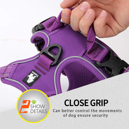 JUXZH Truelove Soft Front Dog Harness .Reflective No Pull Harness with Handle and 2 Leash Attachments