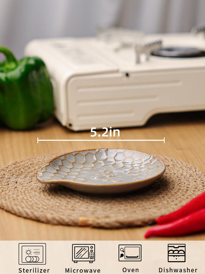 GDCZ Ceramic Dessert Plates, 5.2 Inch Mini Dinner Plates, Dinner Dishes for Cake, Waffle, Snacks Side, Microwave, Oven and Dishwasher Safe, Set of 2 (Grey)