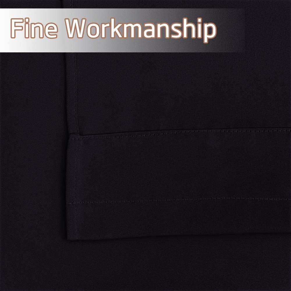 NICETOWN Small RV Camper Window Curtains, Thermal Insulated Rod Pocket Privacy Curtain Tiers Soild Room Darkening Shades for Kitchen Cabinet Cupboard Closet Halloween, Black, W34 x L30 inches, 1 Pair