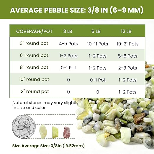 3/8 Inch Polished Decorative Pebbles, River Rocks for Indoor Plants, Succulents, Planters, Vases, Fish Tank, Aquarium Gravel & Landscaping, Jade Green, 12LB
