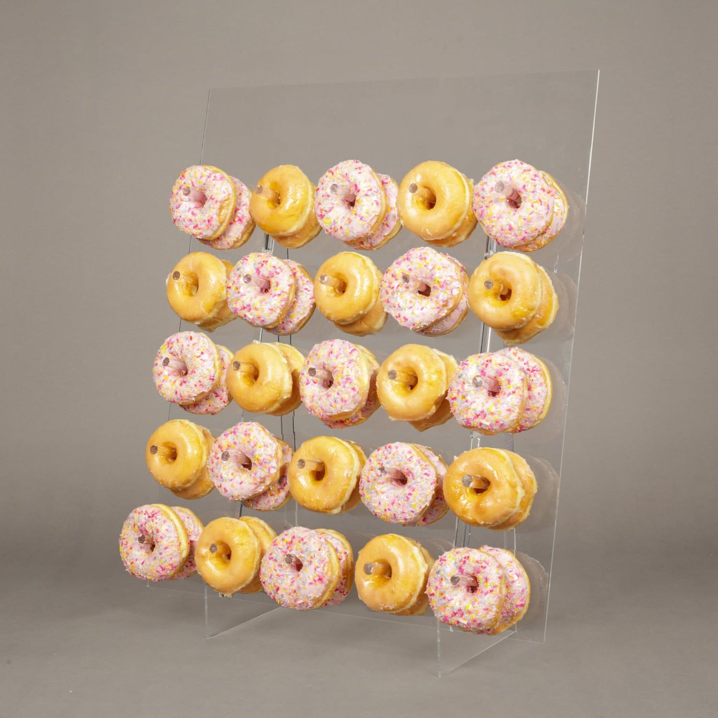 Donut Wall Display Stand - Acrylic Donut Stand Holds 50 Donuts | XL Donut Board Display | Large Donut Wall Stand for Party & Wedding | Donut Holder Stand Party Decor (26x22in - Plain Design)