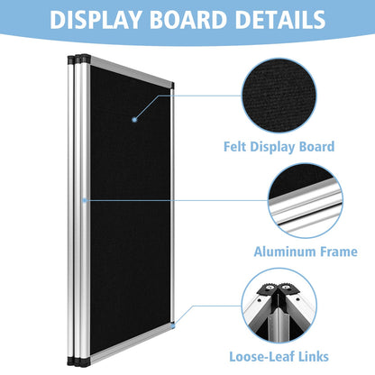Nisorpa 3+1 Panel Folding Trade Show Presentation Board 70.8“ x 35.4” Trifold Desktop Display Board with Carry Bag Large Metal Frame Tabletop Display 4 Panels-Black
