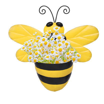 Chonsun Metal Wall Planter Bee Wall Mounted Planters Small Flower Pot with Drainage for Indoor Outdoor Farmhouse Hanging Planter Succulent Plant Container Vertical Garden Yard Decor