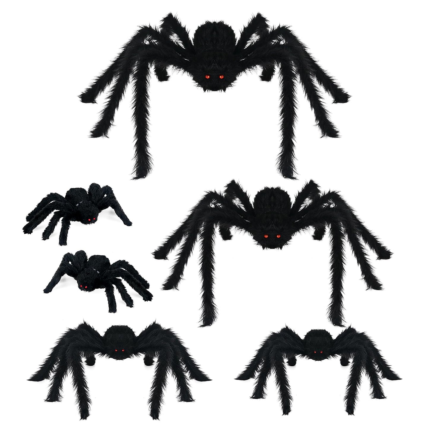Nirohee Halloween Decorations Outdoor,6 Pack Giant Spider Halloween Party Decor Large Outside Decorations,Scary Spiders with Bendable Legs for Lawn,Yard,Spider Web,Wall,Window
