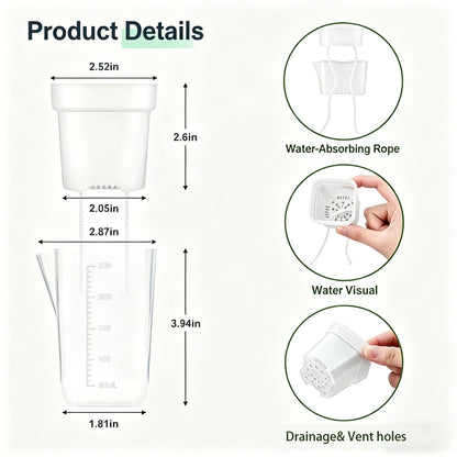 9 Pack 2.5" Mini Self Watering Pots for Indoor Plants, Small Clear Plastic Planter with Drainage and Water Level,for African Violet,Succulents,Propagation,Seed Starter with Labels,Repotting Mat, Tools
