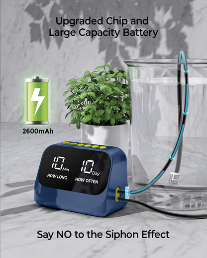 Automatic Watering System for Potted Plants, Plant Waterer, DIY Drip Irrigation Kit with Smart Timer, Waterproof LED Display & Large Capacity Battery, Precise Distribution of Water (Blue)