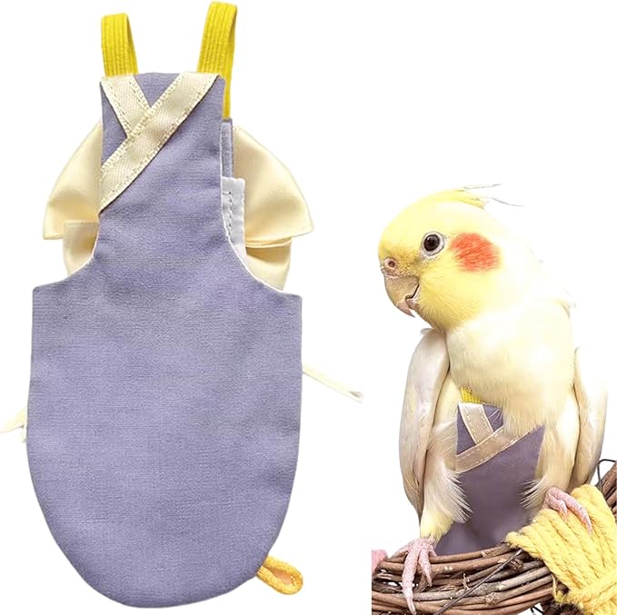 Bird Flight Suits Diapers, Parrot Flight Suits Diapers for Quaker Parakeets Cockatiels Conures Macaw African Grey, Bird Diaper, Parrot Clothes (Purple B,Sulphur-Crested Cockatoo)