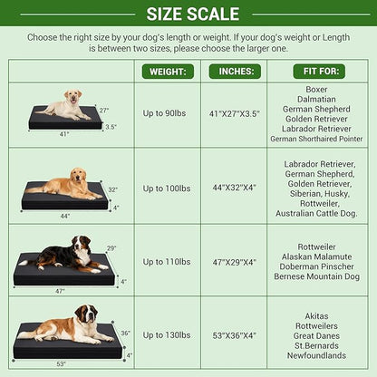 Vonabem Outdoor Dog Bed Waterproof Washable, XL Large Crate Bed 42 inch, Cooling Wipeable Leather Pet beds Foam Orthopedic,Durable Anti-Slip Kennel Pad with Removable Cover Reversible, 41"x27" Black