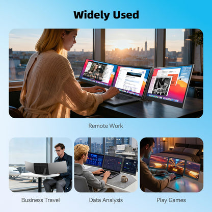 DZVW Laptop Screen Extender 15.6”, IPS Plug&Play Portable Monitor for Laptop, FHD 1080P Triple Monitor Extender, Ultra-Slim Travel Extended Screen for Business Work Study