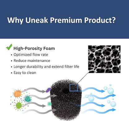 UNEAK Extra Small Aquarium Sponge Filter Fish Tank Silent Filteration Breeding Fry Betta Shrimp Nano Tank Accessories Air Stone 4-inch Airline Tubing up to 5 Gallon