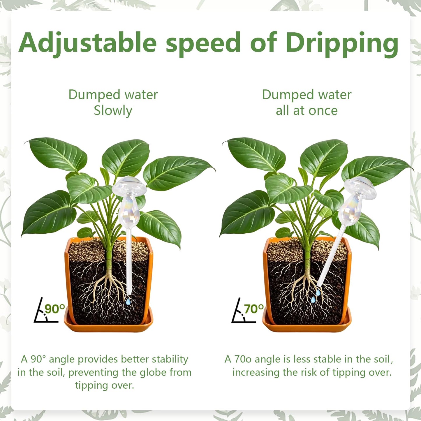 Farady Plant Watering Globes, Iridescent Rainbow Glass Water Bulbs Self Watering Spikes Planter Insert Automatic Plant Watering Device for Indoor and Outdoor Plants(2Pcs, Mushroom Shaped)