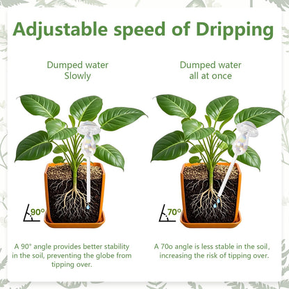 Farady Plant Watering Globes, Iridescent Rainbow Glass Water Bulbs Self Watering Spikes Planter Insert Automatic Plant Watering Device for Indoor and Outdoor Plants(2Pcs, Mushroom Shaped)