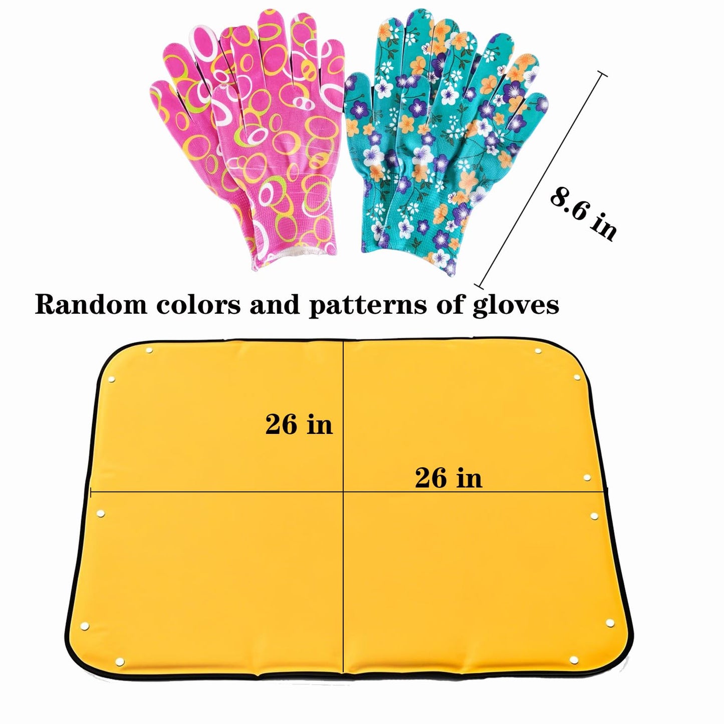 Printed Floral Garden Tool Set,Aluminum Garden Tools Set, Heavy Duty Gardening Tool Kits,4 Pcs Gardening Tools with Trowel, Rake, Garden Gloves&Repotting Mat,Ideal Gift for Women