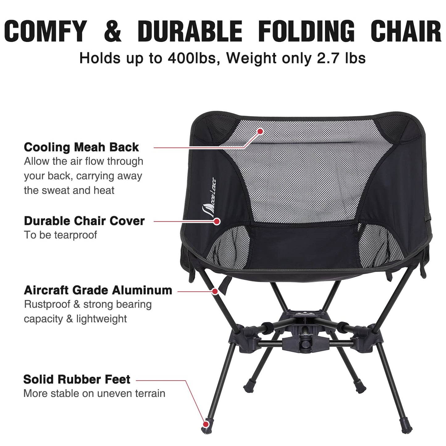 MOON LENCE 2 Pack Portable Camping Chairs Backpacking Chair - The 4th Generation Ultralight Folding Chair - Compact, Lightweight Foldable Chairs for Hiking Mountaineering, Beach