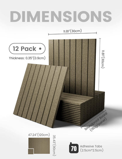 Large Felt Bulletin Board 48" x 36" Cork Board Alternative-12 Pack with 70 Safe Removable Adhesive Tabs, Cork Boards for Walls Cork Board for Home Office Classroom Pin Board-Earth Brown