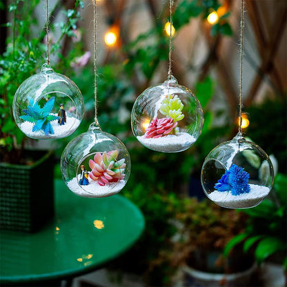 Hanging Glass Terrarium Globe Tea Light Candle Holder Succulents Vase Hanger for Home Wedding Party Indoor Outdoor Decor Glass Terrariums for Plants Wall