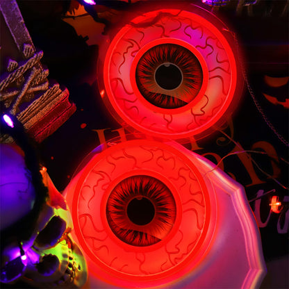 Halloween Window Decorations Indoor Lights, Eyeball Shaped Neon Signs, Red Led Lights Battery Operated Or USB Powered,Cute Gothic Decor for Home, Room, Wall, Office, Mental(2Pack)