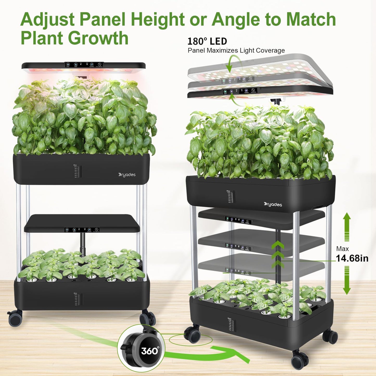 Hydroponics Growing System Indoor Garden - DRYADES Herbs Garden Kit Indoor with LED Grow Light Grow Anything Plants Germination Kit (No Seeds) Harvest Vegetable Lettuce for Home Kitchen (44 Pods)